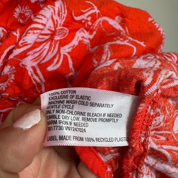 Ava & Viv Size 3X Red Floral Top Balloon Sleeve Smocked Flirty Coquette - Picture 6 of 11